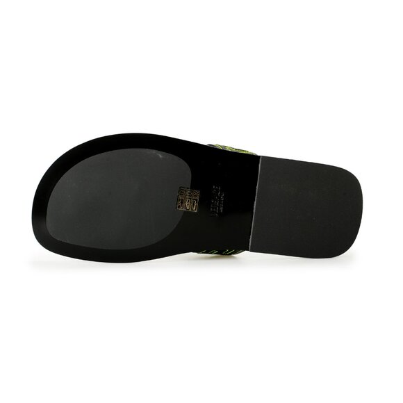 Versace Men\'s Black & Green Leather Pool Slide Flip Flops Shoes US 8.5 IT 41.5 main image 7
